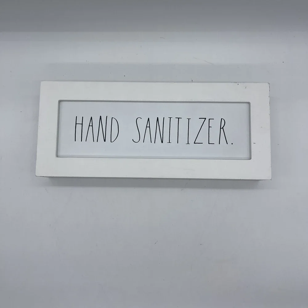 Rae Dunn Hand Sanitizer Sign White Wood Shadow Box Home Decor Farmhouse